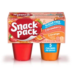 Snack Pack Zero Sugar Strawberry and Orange Flavored Juicy Gels, 3.25 oz Snack Cups, 4 Count