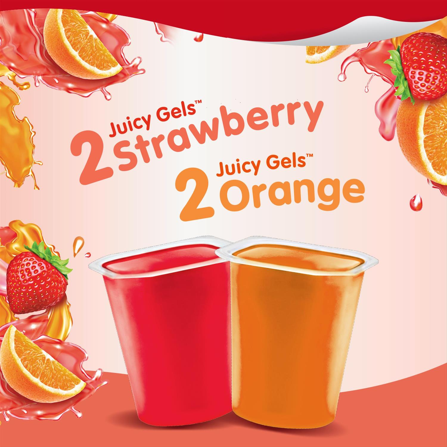 slide 7 of 7, Snack Pack Strawberry and Orange Flavored Juicy Gels, 3.25 oz Snack Cups, 4 Count, 12 Pack, 4 ct