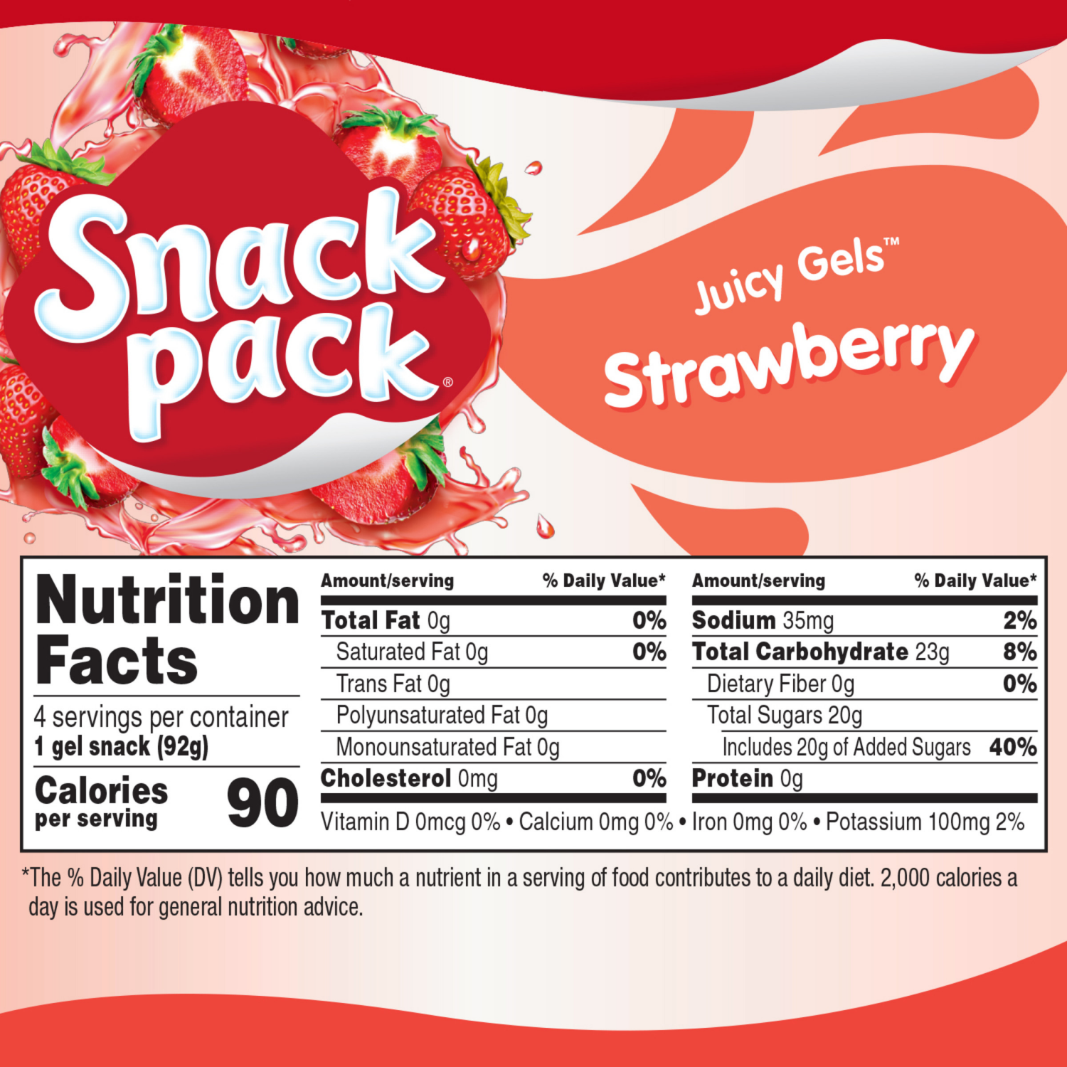 slide 2 of 7, Snack Pack Strawberry Flavored Juicy Gels, 3.25 oz Snack Cups, 4 Count, 12 Pack, 4 ct