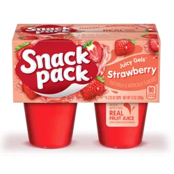 Snack Pack Strawberry Flavored Juicy Gels, 3.25 oz Snack Cups, 4 Count, 12 Pack