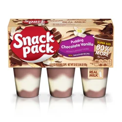 Snack Pack Super Size Chocolate Vanilla Flavored Pudding, 5.5 oz Pudding Cups, 6 Count