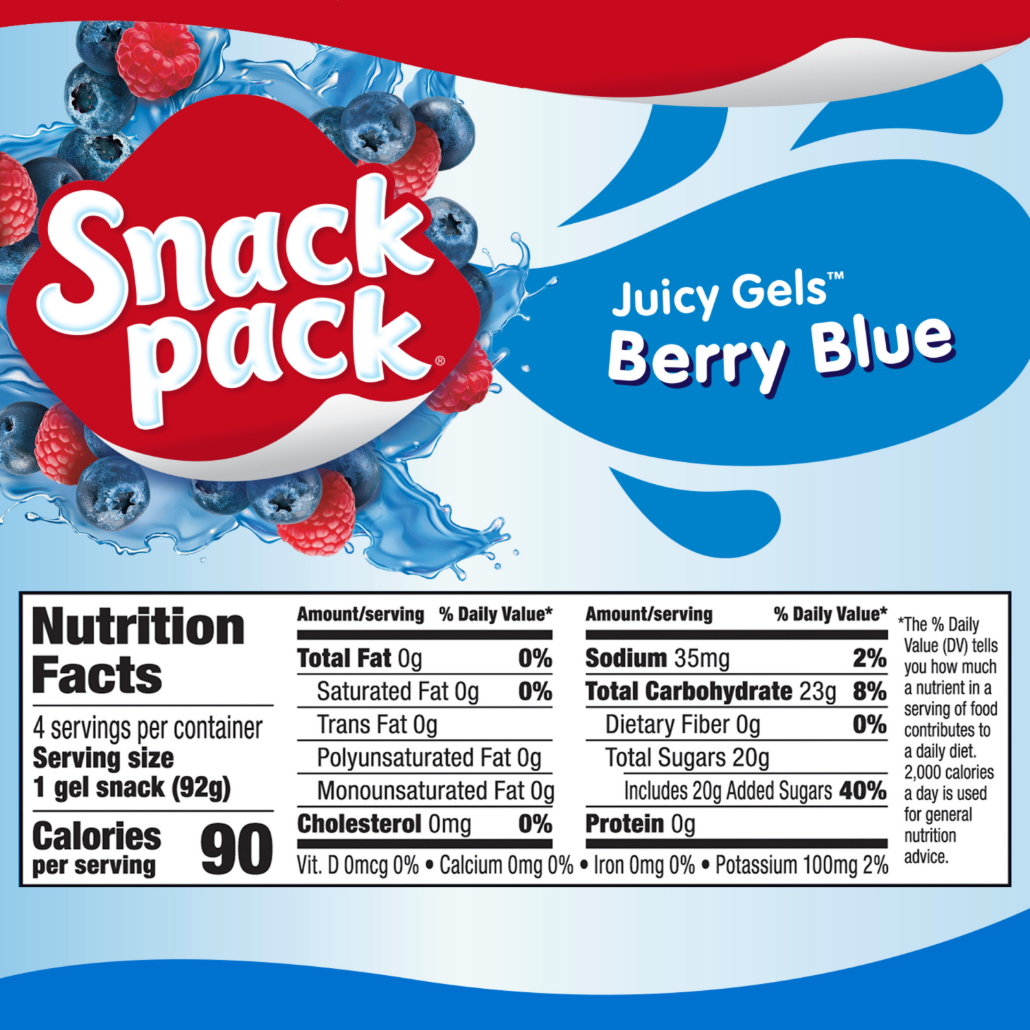 slide 3 of 8, Snack Pack Berry Blue Flavored Juicy Gels, 3.25 oz Snack Cups, 4 Count, 12 Pack, 4 ct