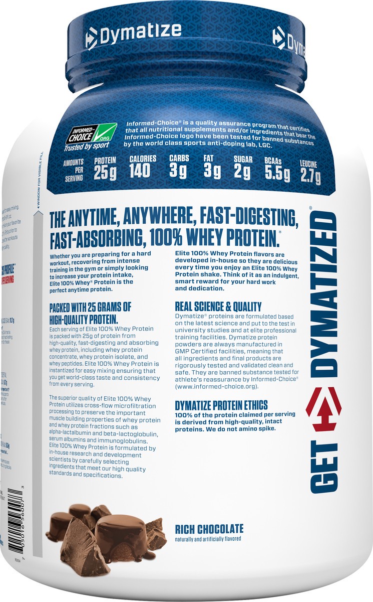 slide 5 of 8, Dymatize 100% Whey Rich Chocolate Protein Powder 5 oz, 5 oz
