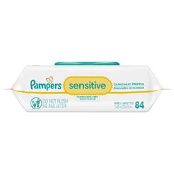Baby Wipes Pampers Sensitive, Clinically Proven, Fragrance Free, Water Based, Hypoallergenic Baby Wipes, 84 Baby Wipes Total (1X Flip-Top Packs)