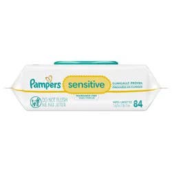 Baby Wipes Pampers Sensitive, Clinically Proven, Fragrance Free, Water Based, Hypoallergenic Baby Wipes, 84 Baby Wipes Total (1X Flip-Top Packs)