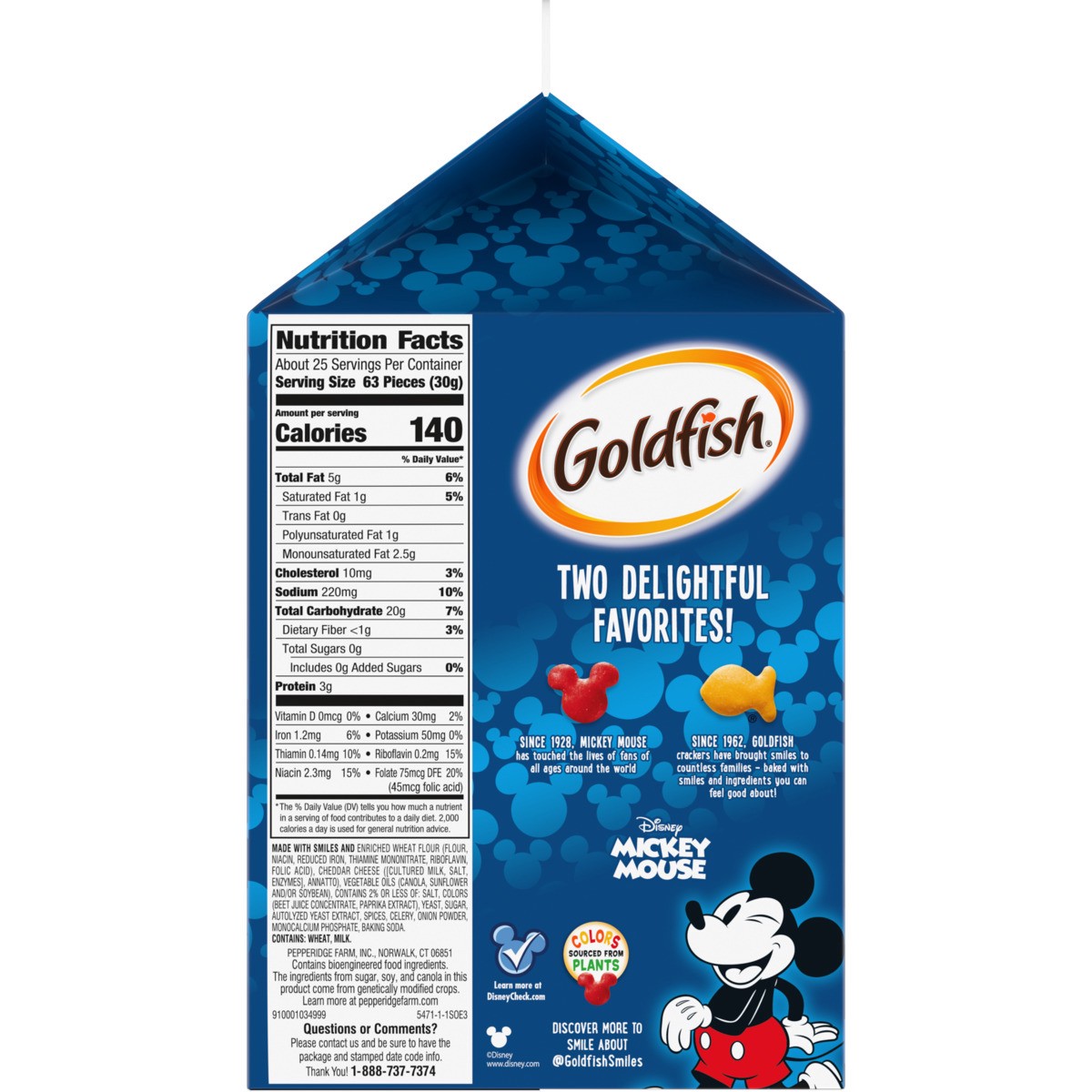slide 6 of 12, Goldfish Disney Mickey Mouse Cheddar Crackers, Snack Crackers, 27.3 oz carton, 27.3 oz