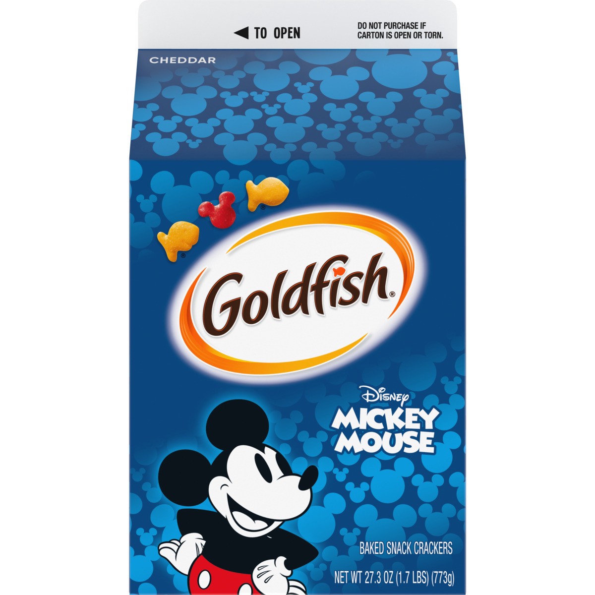 slide 8 of 12, Goldfish Disney Mickey Mouse Cheddar Crackers, Snack Crackers, 27.3 oz carton, 27.3 oz