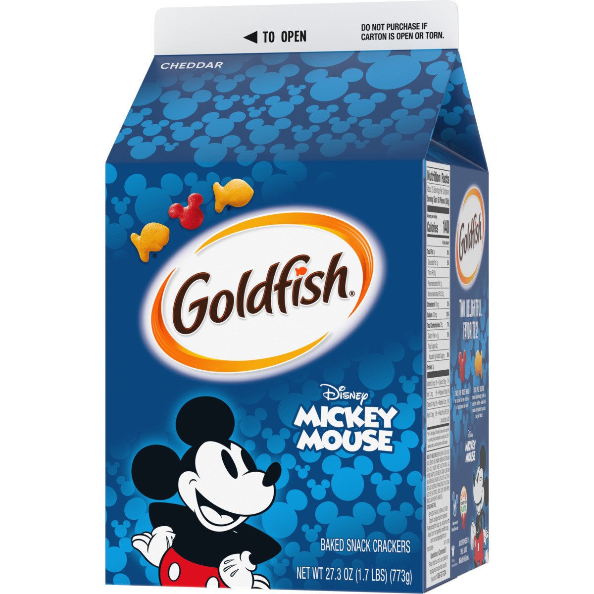 slide 11 of 12, Goldfish Disney Mickey Mouse Cheddar Crackers, Snack Crackers, 27.3 oz carton, 27.3 oz