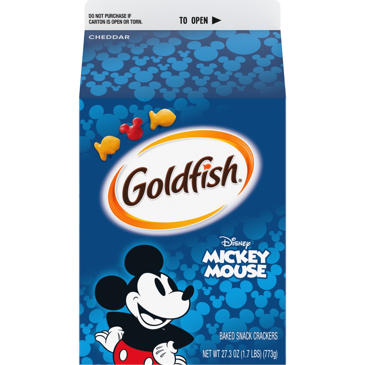 slide 12 of 12, Goldfish Disney Mickey Mouse Cheddar Crackers, Snack Crackers, 27.3 oz carton, 27.3 oz