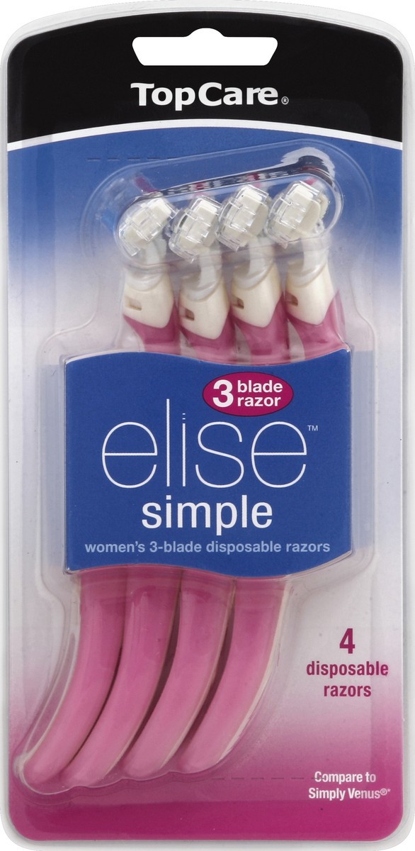 slide 3 of 6, TopCare Women's Disposable 3-Blade Razor Elise Simple, 4 ct