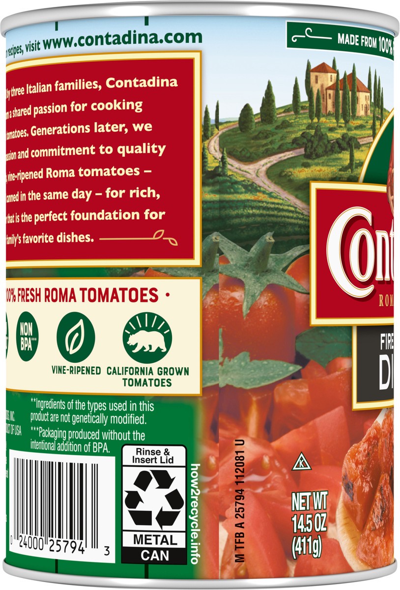 slide 2 of 12, Contadina Fire Roasted Diced Tomatoes 14.5 oz., Can, 14.5 oz