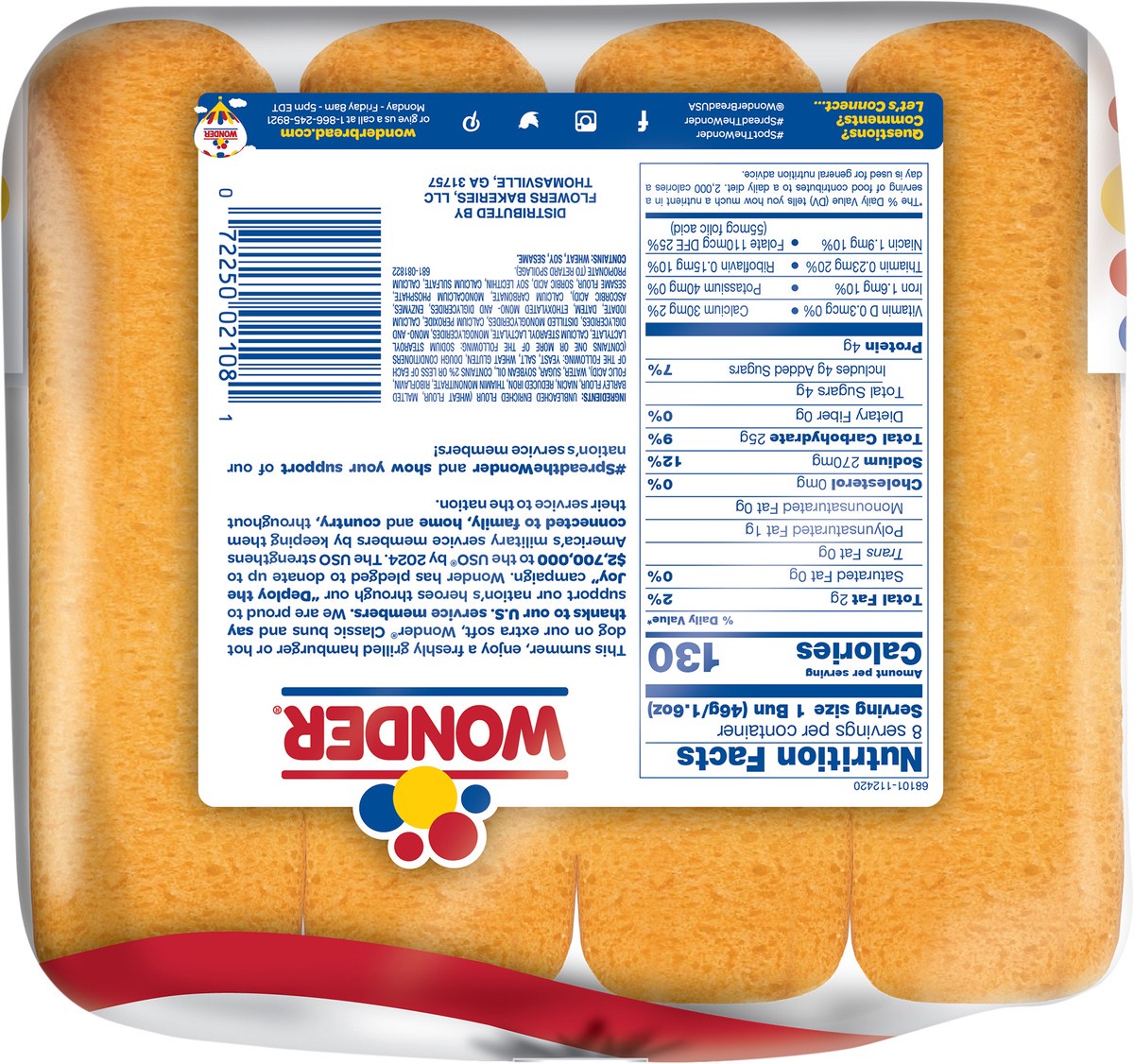 slide 6 of 6, Wonder Bread Classic Hot Dog Buns, White Bread Hot Dog Buns, 8 Count, 8 ct