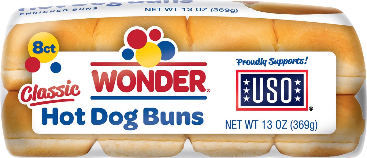 slide 2 of 6, Wonder Bread Classic Hot Dog Buns, White Bread Hot Dog Buns, 8 Count, 8 ct
