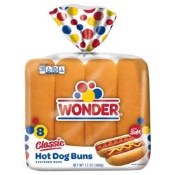 Wonder Bread Classic Hot Dog Buns, White Bread Hot Dog Buns, 8 Count