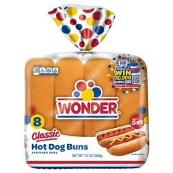 Wonder Bread Classic Hot Dog Buns, White Bread Hot Dog Buns, 8 Count