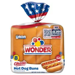 Wonder Bread Classic Hot Dog Buns, White Bread Hot Dog Buns, 8 Count