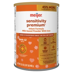 Meijer Sensitivity Premium Baby Formula With Iron, Dual Hmos, Non-Gmo, 33.2 Oz