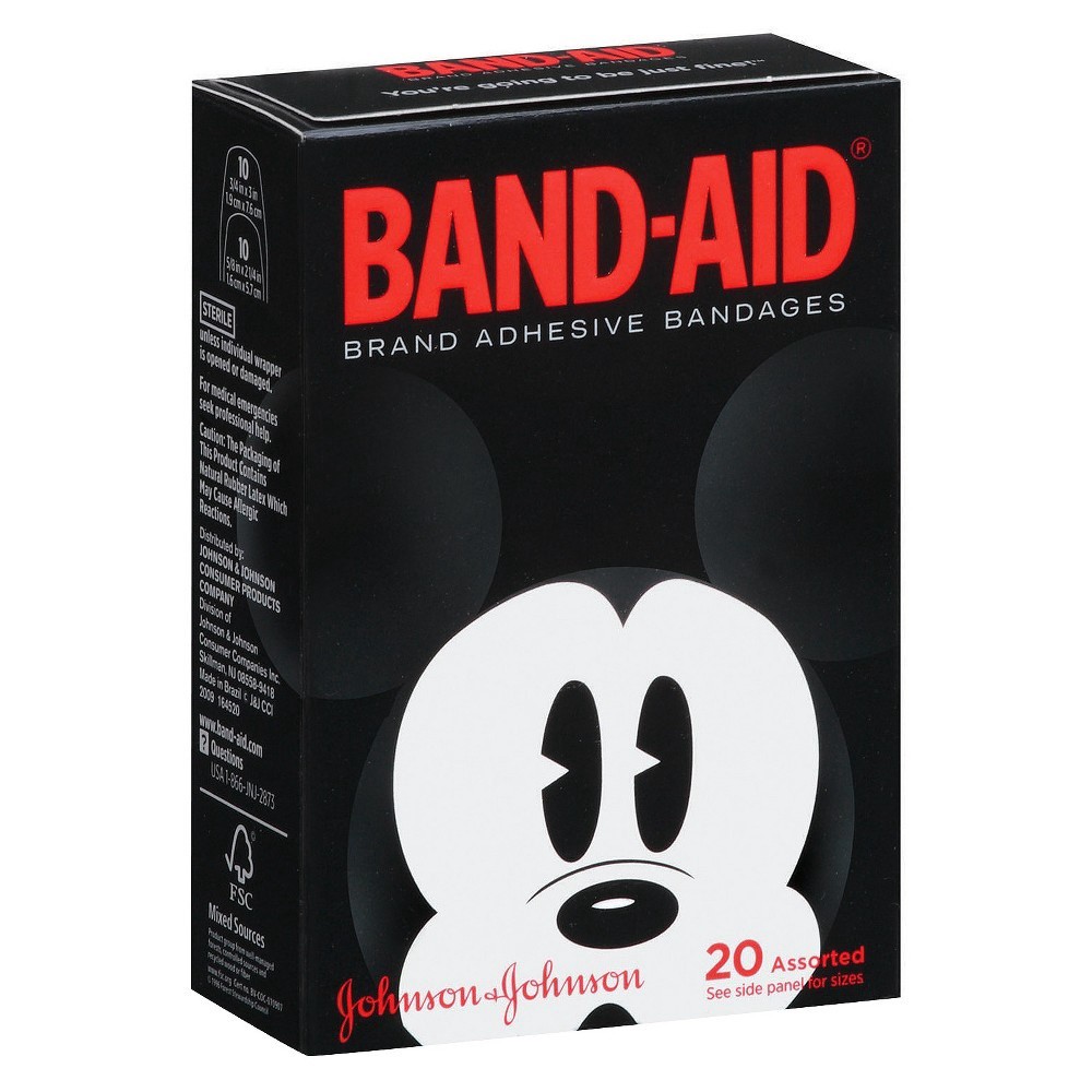 slide 2 of 8, Band-Aid Mickey Mouse Bandages, 20 ct