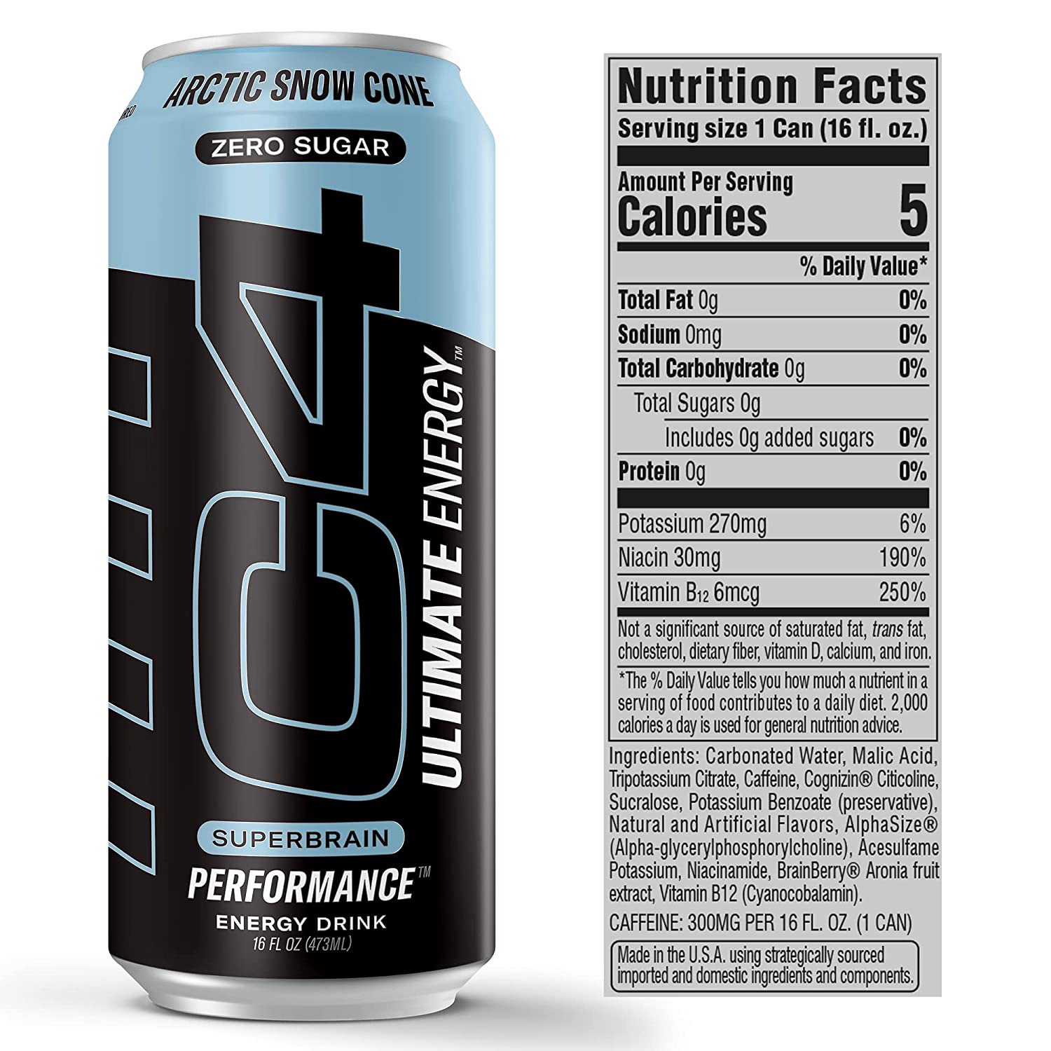 slide 2 of 3, C4 Energy, C4 Ultimate CRB RTD, Carbonated, Arctic Snow Cone, 16 oz