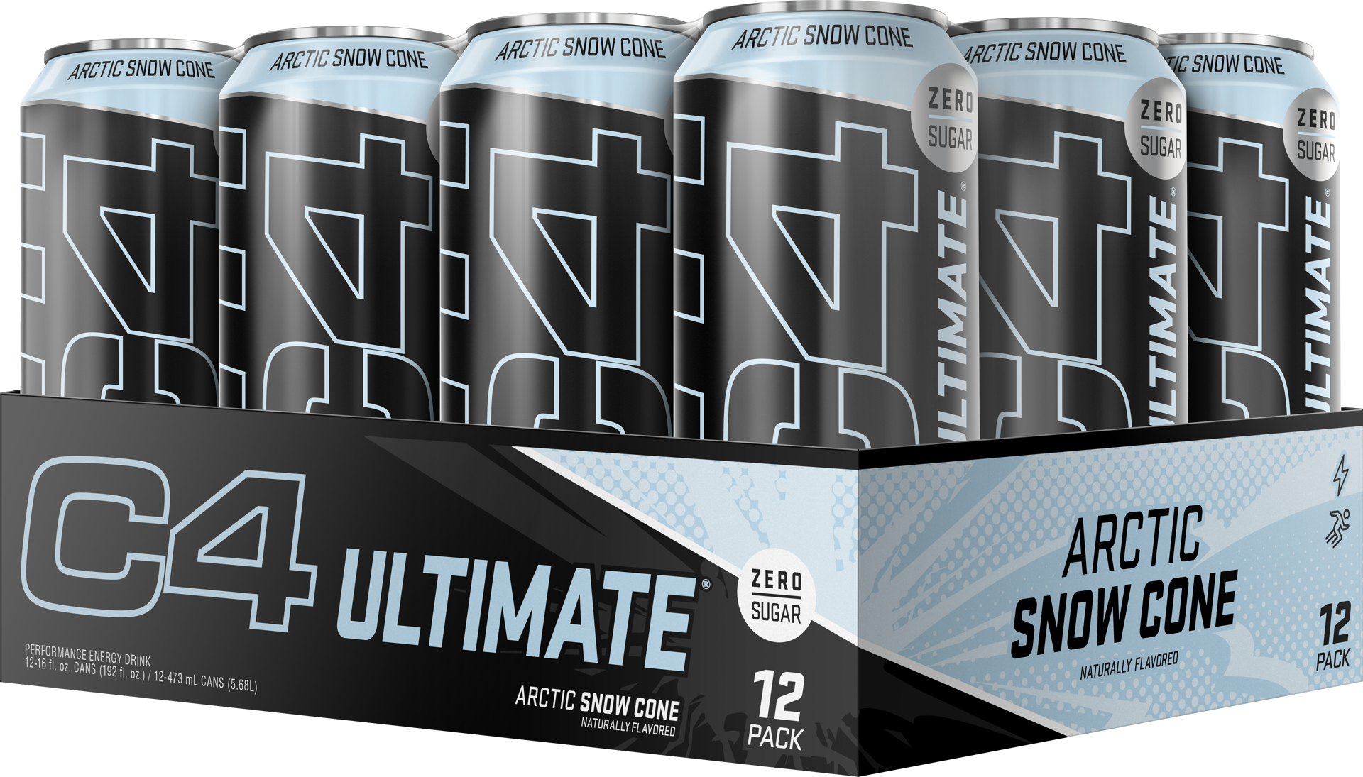 slide 1 of 3, C4 Energy, C4 Ultimate CRB RTD, Carbonated, Arctic Snow Cone, 16 oz
