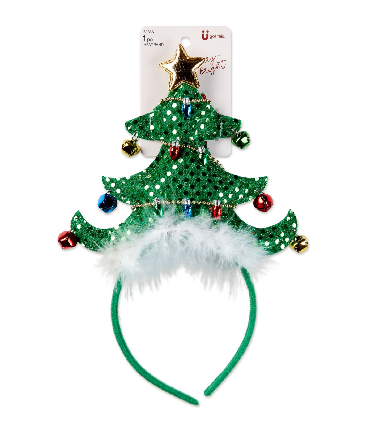 slide 1 of 5, scünci Scunci Christmas Tree Headband, 1 ct