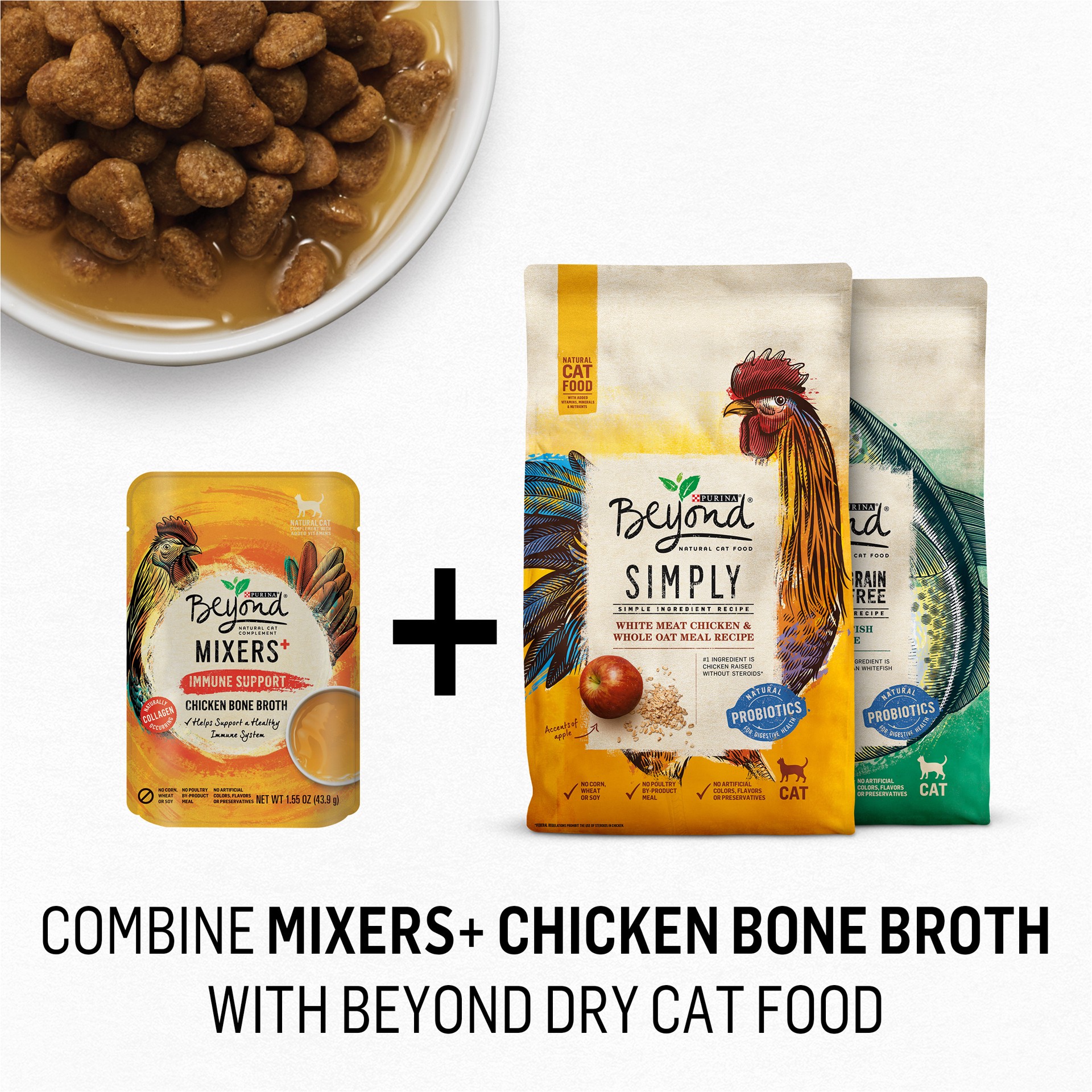 slide 4 of 9, Purina Beyond Limited Ingredient, Natural Wet Cat Food Complement, Mixers Immune Support Chicken Bone Broth, 1.55 oz