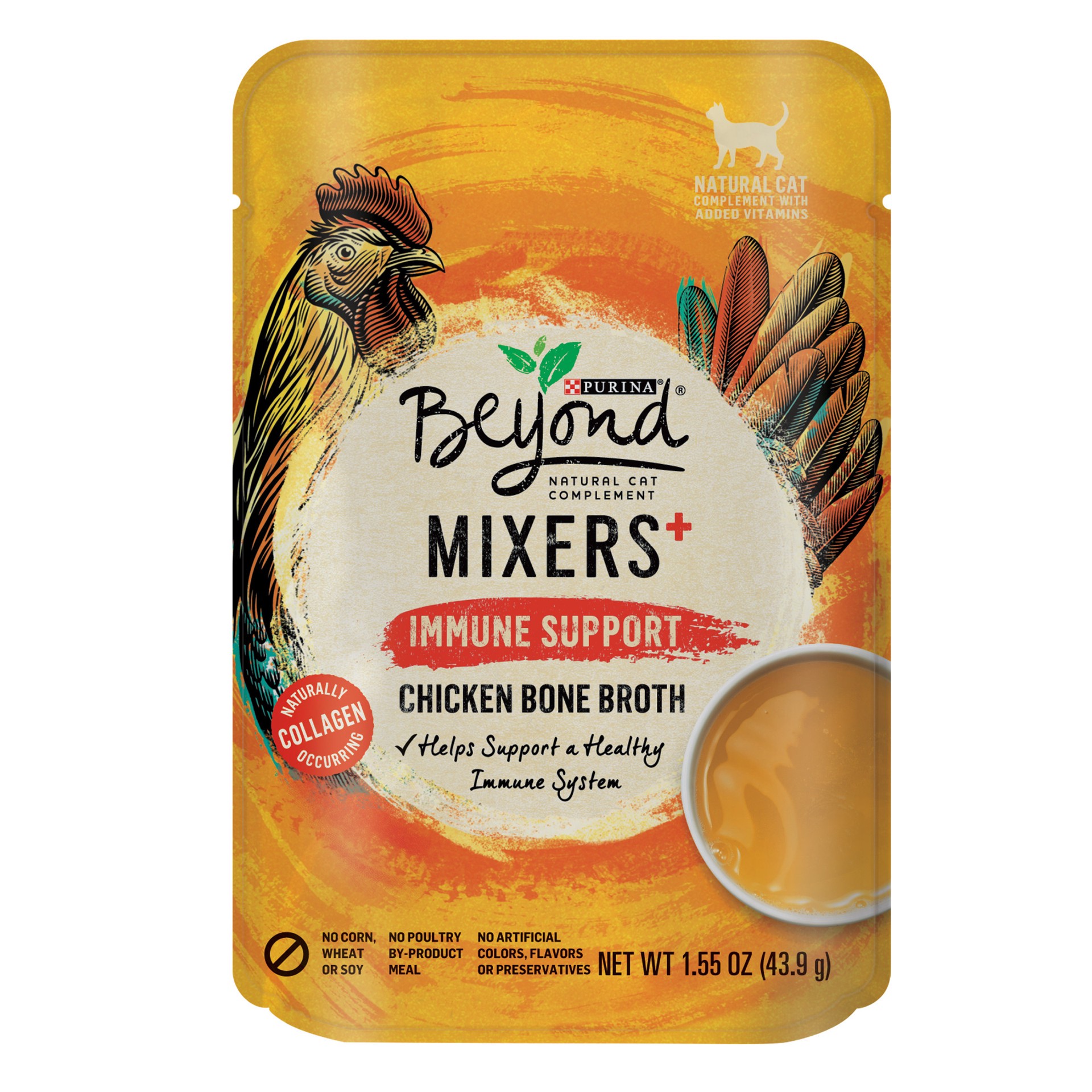 slide 1 of 9, Purina Beyond Limited Ingredient, Natural Wet Cat Food Complement, Mixers Immune Support Chicken Bone Broth, 1.55 oz