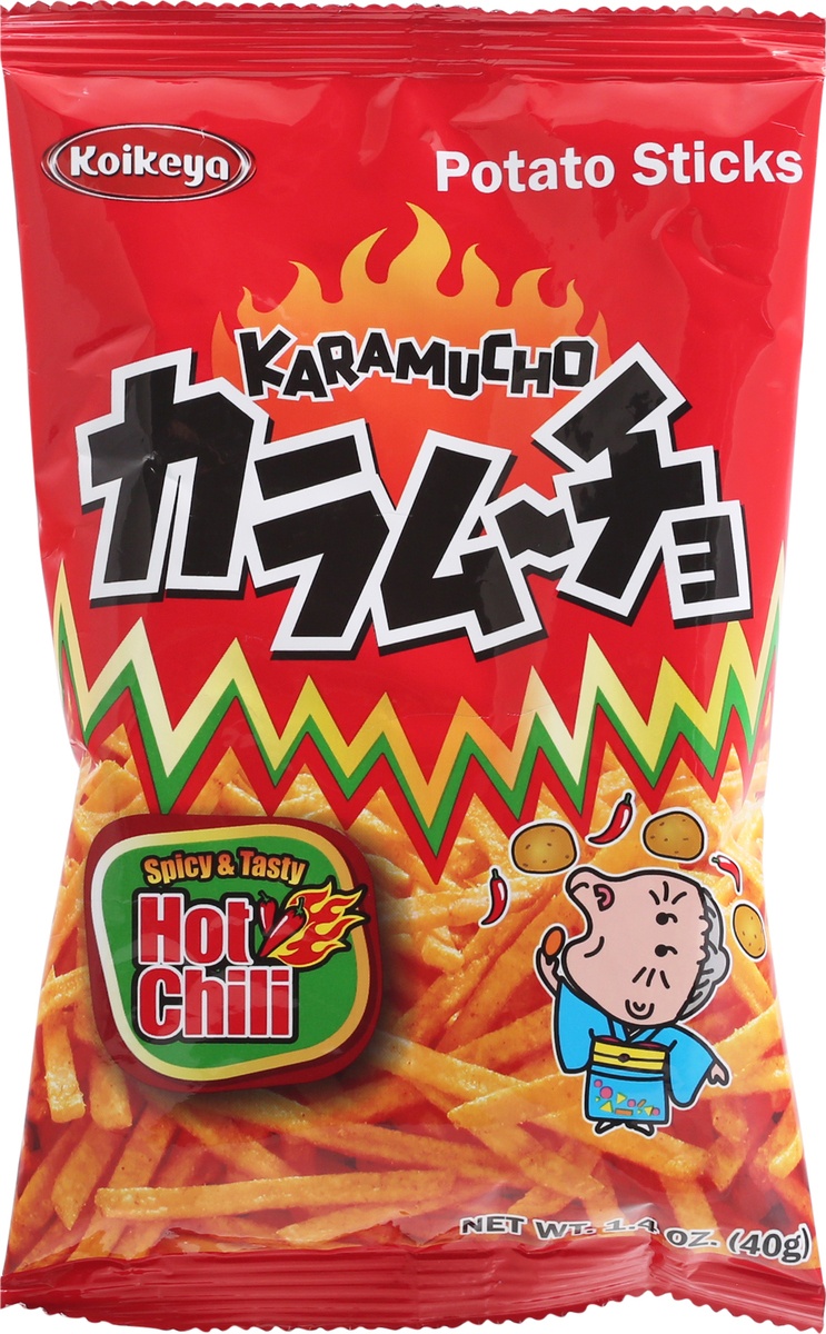 slide 6 of 9, Koikeya Karamucho Hot Chili Flavor Potato Sticks, 1.4 oz