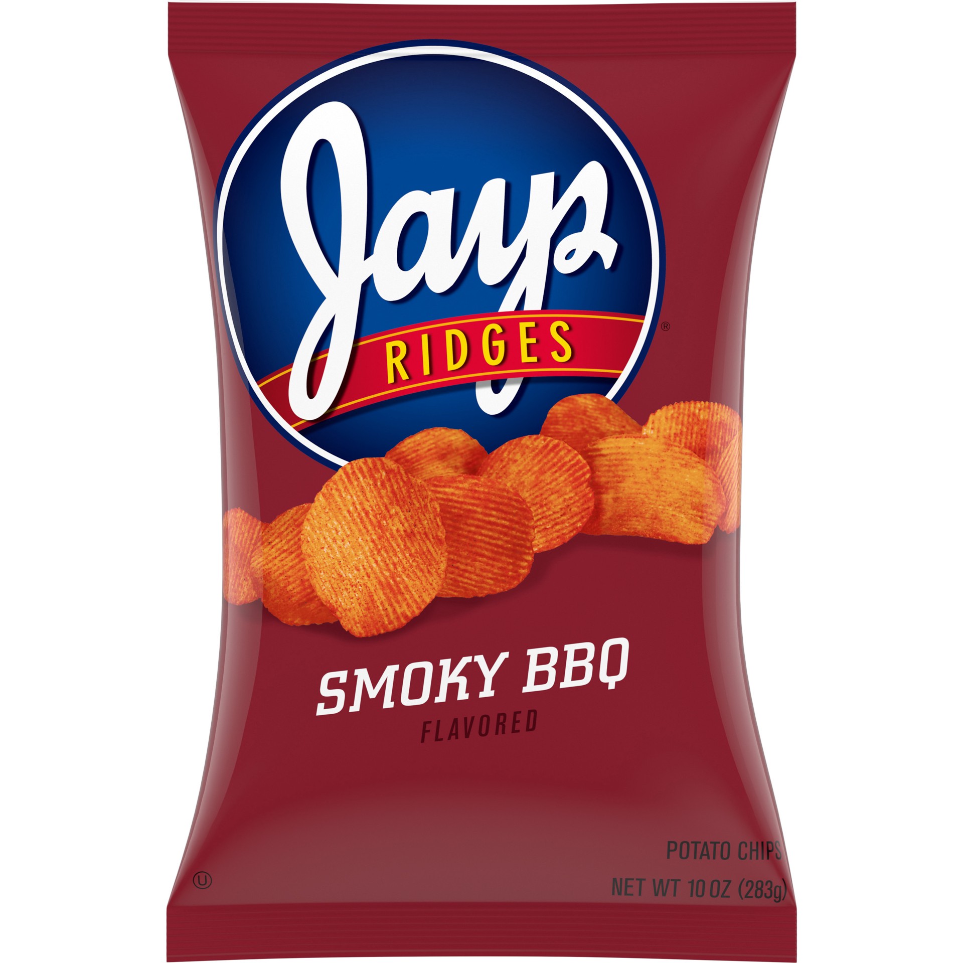 slide 1 of 5, Jays Ridges Potato Chips, Smoky BBQ, 10 Oz Bag, 10 oz