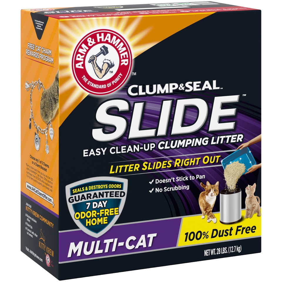 slide 3 of 3, ARM & HAMMER Slide Easy Cleanup Multicat Clumping Cat Litter, 28 lb