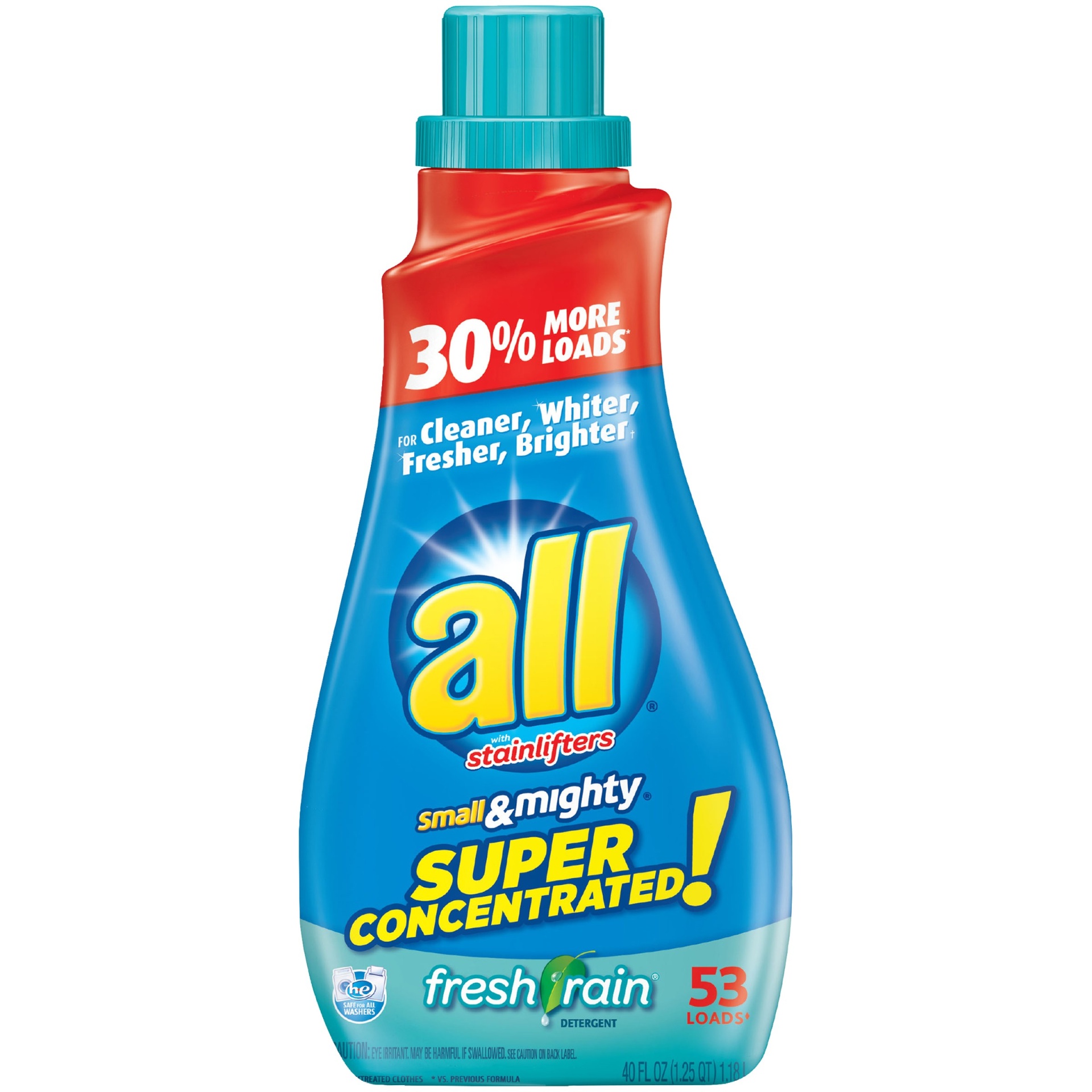 slide 1 of 5, All Small & Mighty Fresh Rain Concentrated Liquid Laundry Detergent 53 Loads, 40 fl oz
