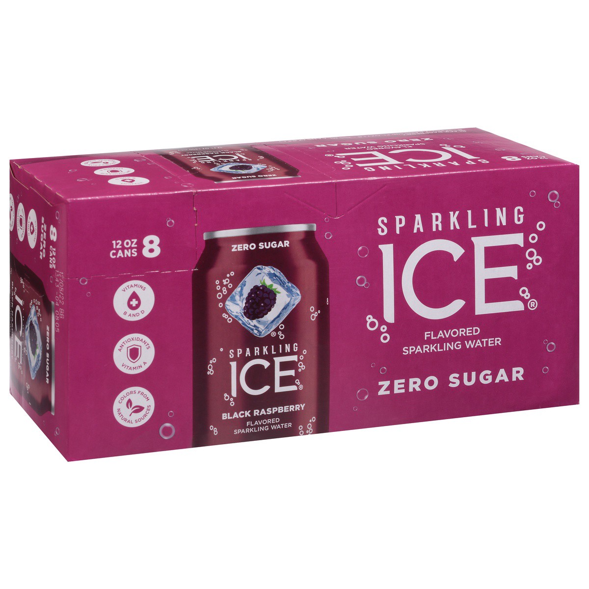 slide 6 of 9, Sparkling ICE Zero Sugar Black Raspberry Flavored Sparkling Water 8 - 12 fl oz Cans, 8 ct