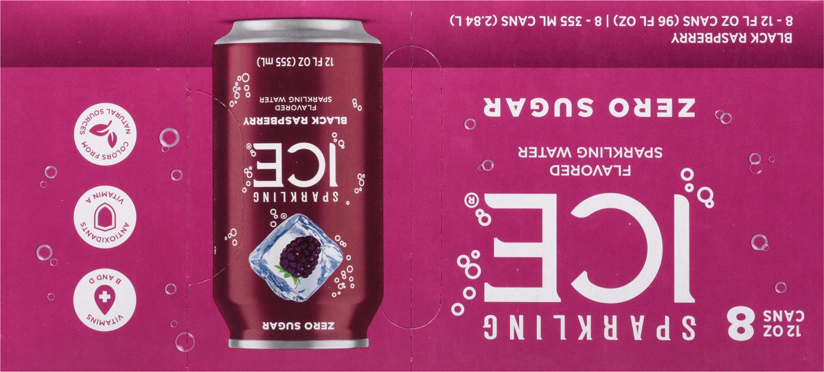 slide 8 of 9, Sparkling ICE Zero Sugar Black Raspberry Flavored Sparkling Water 8 - 12 fl oz Cans, 8 ct