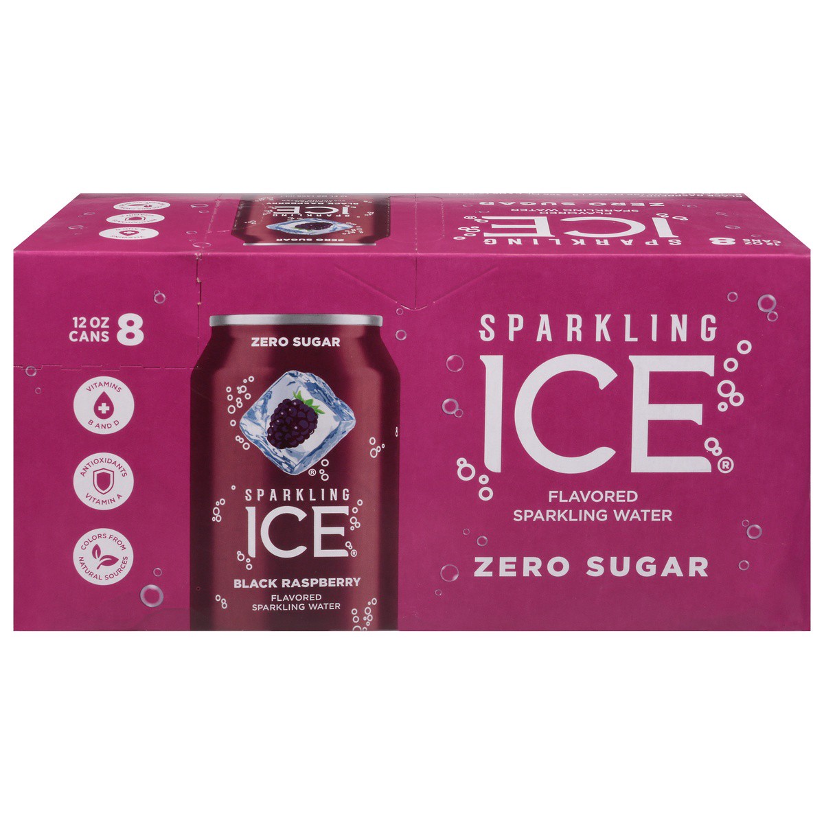 slide 1 of 9, Sparkling ICE Zero Sugar Black Raspberry Flavored Sparkling Water 8 - 12 fl oz Cans, 8 ct