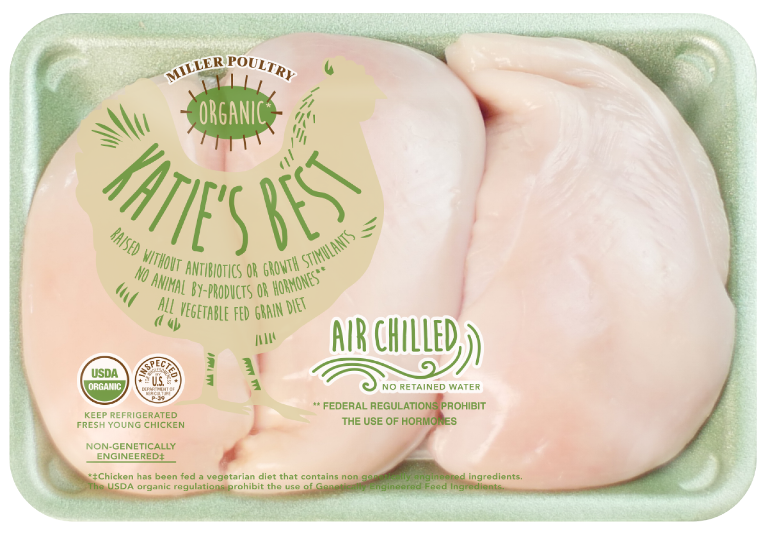 slide 1 of 2, Katie's Best Organic Boneless, Skinless Chicken Breasts, per lb
