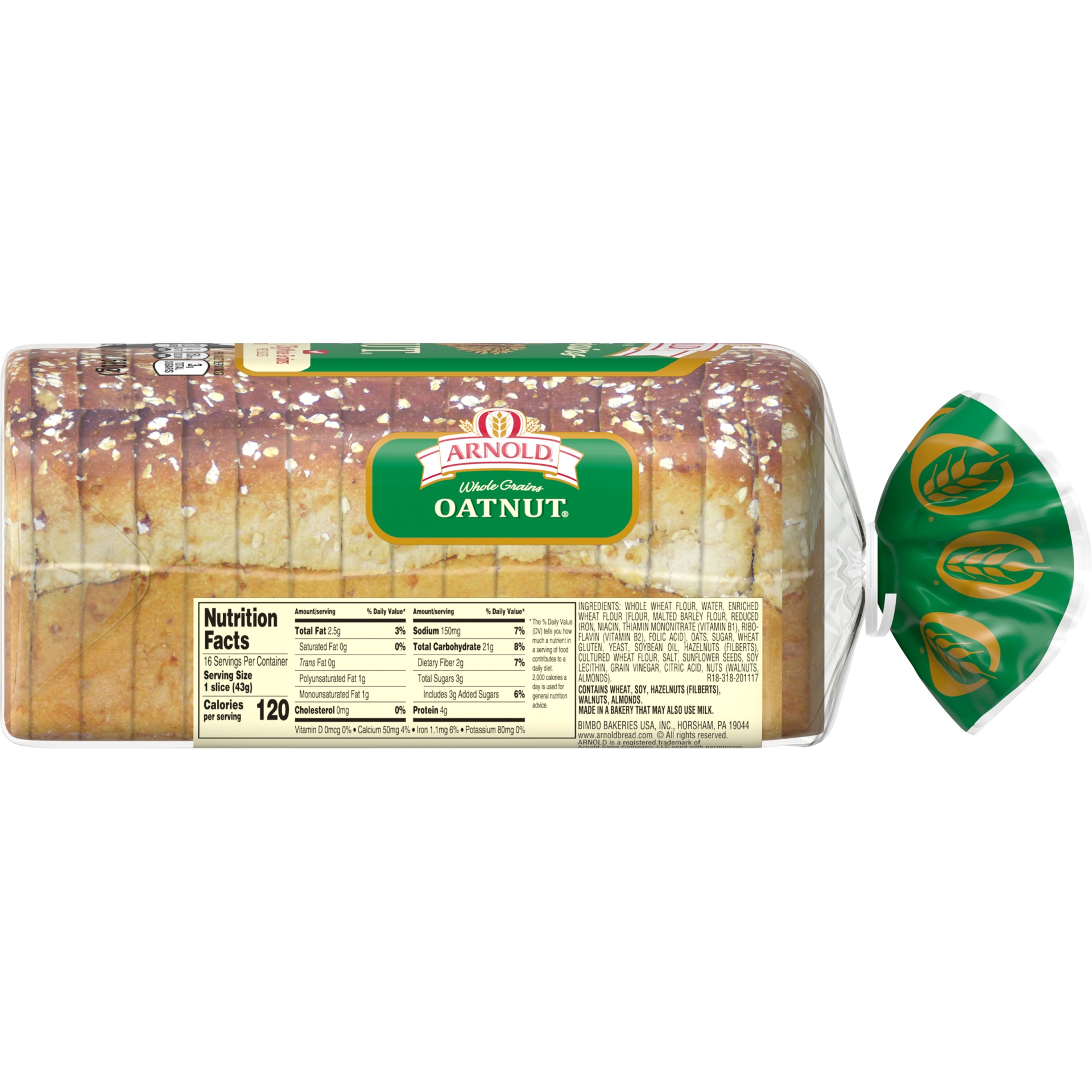 slide 6 of 8, Arnold Whole Grains Oatnut Bread, 24 oz, 24 oz