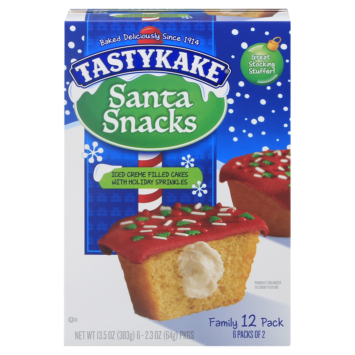 slide 1 of 1, Tastykake Santa Snacks With Holiday Icing Festive Sprinkles Of 2, 6 ct