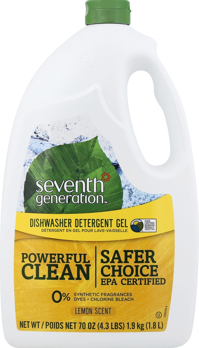 slide 7 of 9, Seventh Generation Dishwasher Detergent Gel Lemon Scent, 70 oz, 70 oz