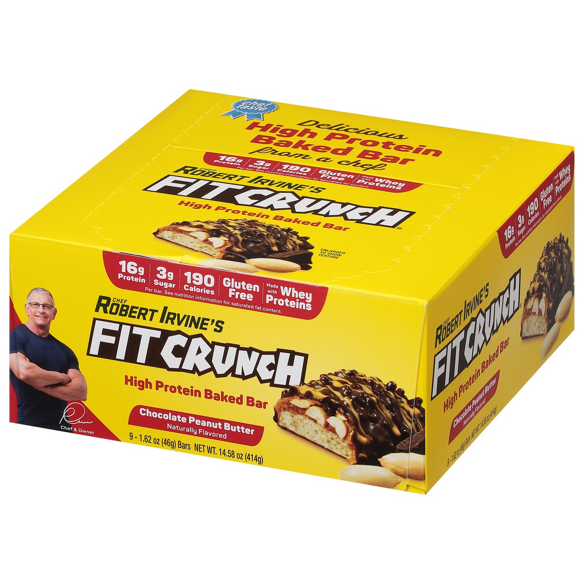 slide 12 of 14, Robert Irvine Chocolate Peanut Butter High Protein Baked Bar 9 - 1.62 oz Bars, 9 ct