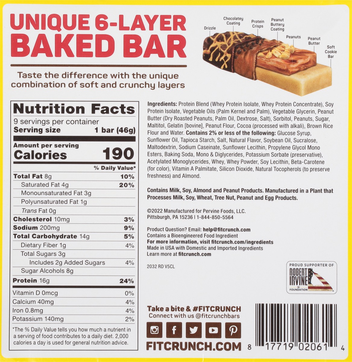 slide 8 of 14, Robert Irvine Chocolate Peanut Butter High Protein Baked Bar 9 - 1.62 oz Bars, 9 ct