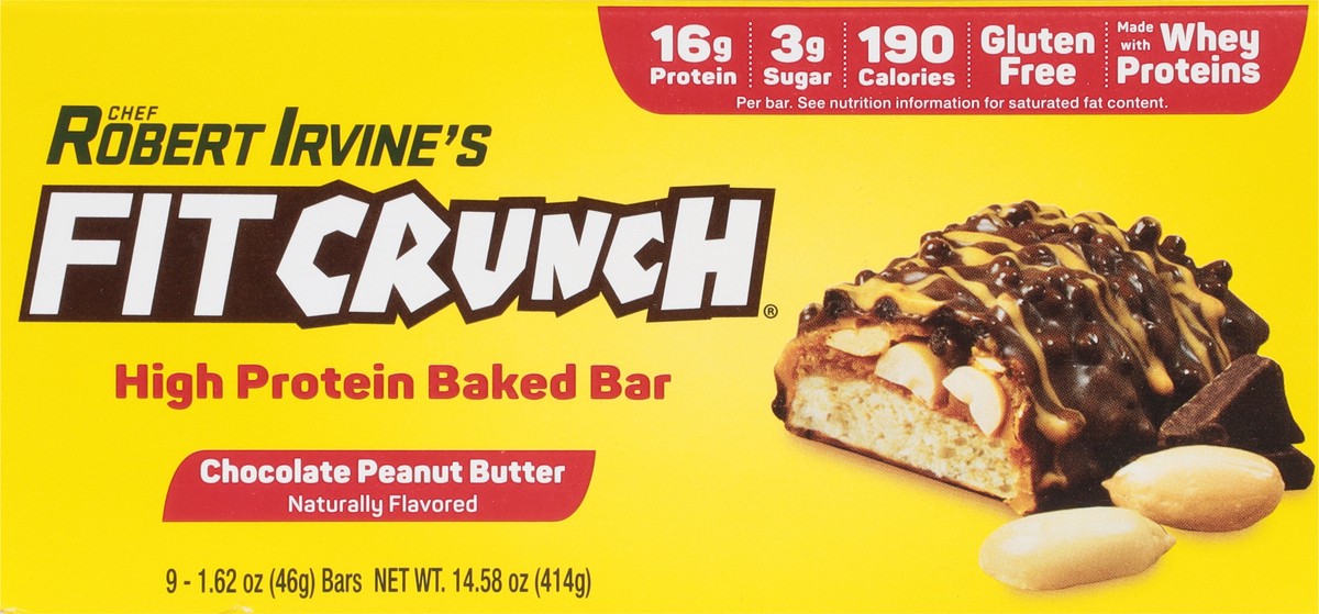 slide 9 of 14, Robert Irvine Chocolate Peanut Butter High Protein Baked Bar 9 - 1.62 oz Bars, 9 ct