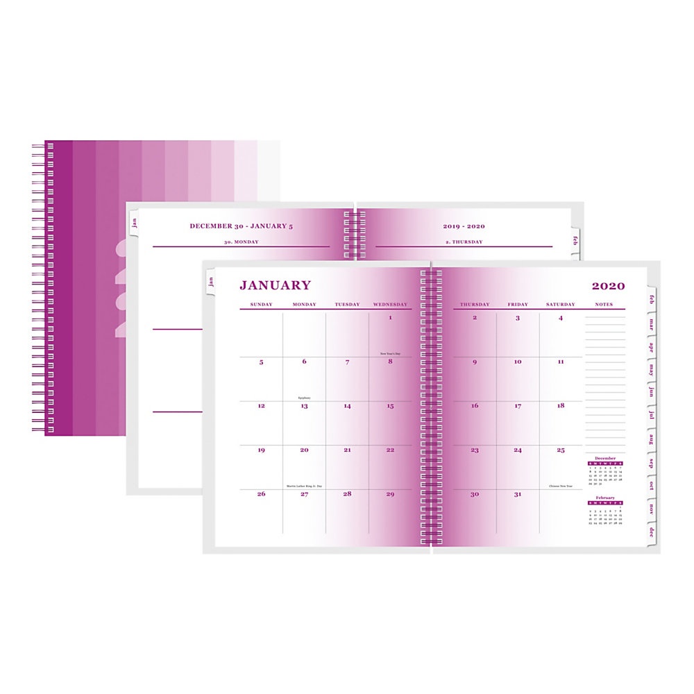 slide 1 of 1, Office Depot Brand Weekly/Monthly Planner, 8-1/2'' X 11'', Ombre, January To December 2020, Us1930-006, 1 ct