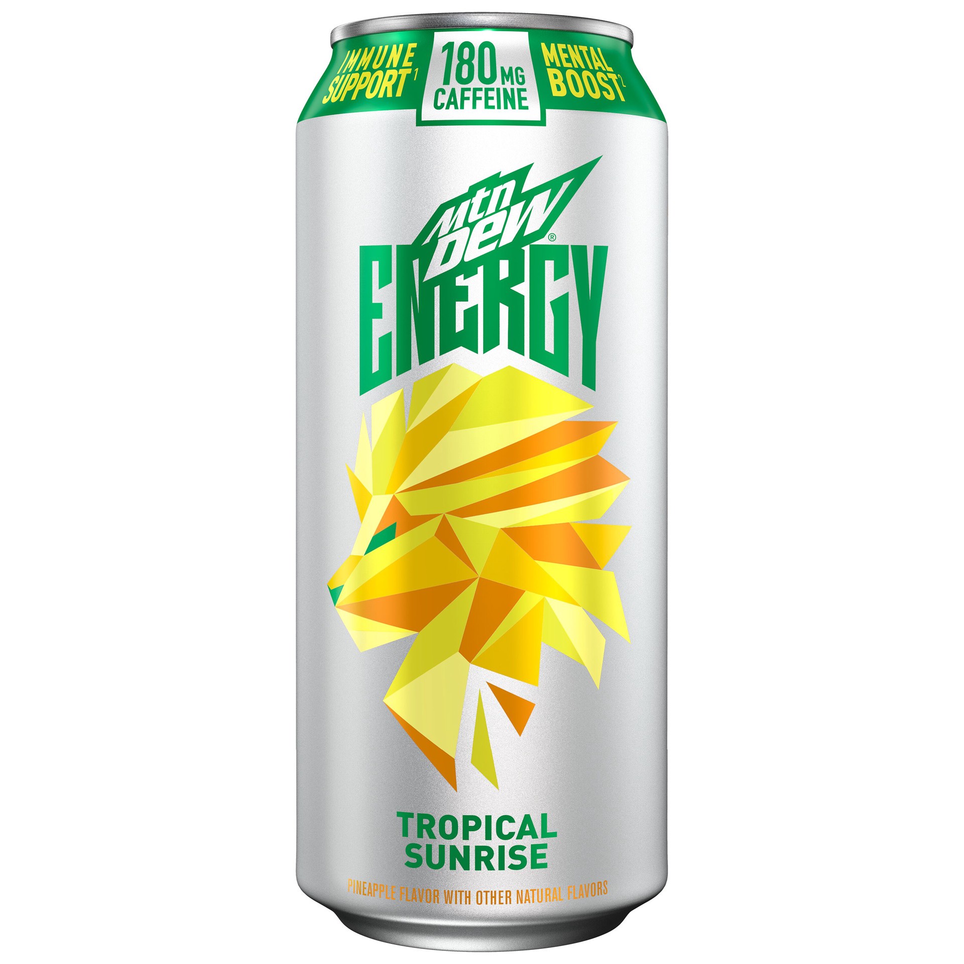 slide 1 of 4, Mountain Dew Energy Energy Drink Tropical Sunrise Pineapple 16 Fl Oz, 16 oz