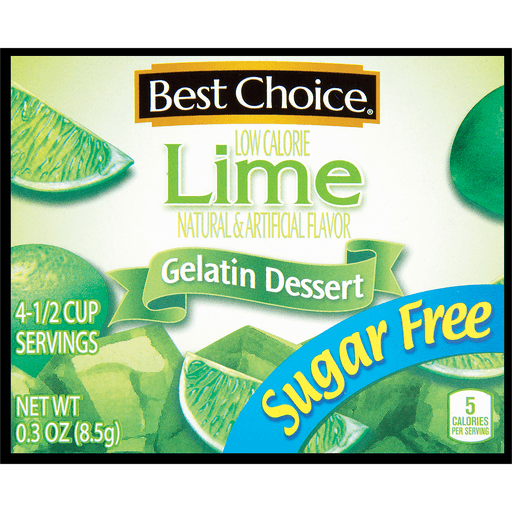 slide 1 of 1, Best Choice Sugar Free Lime Gelatin, 0.3 oz