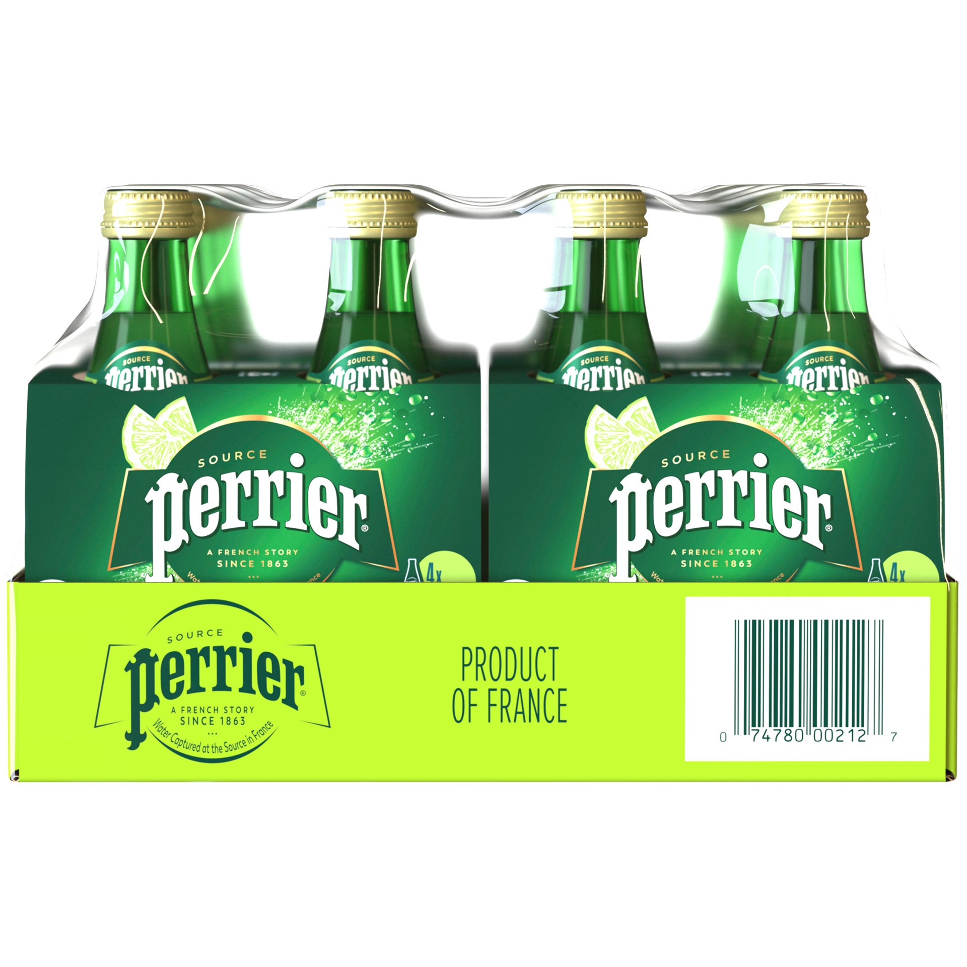 slide 3 of 5, Perrier Lime Flavored Sparkling Water, 11.15 FL OZ Glass Bottles (24 Count), 267.60 oz