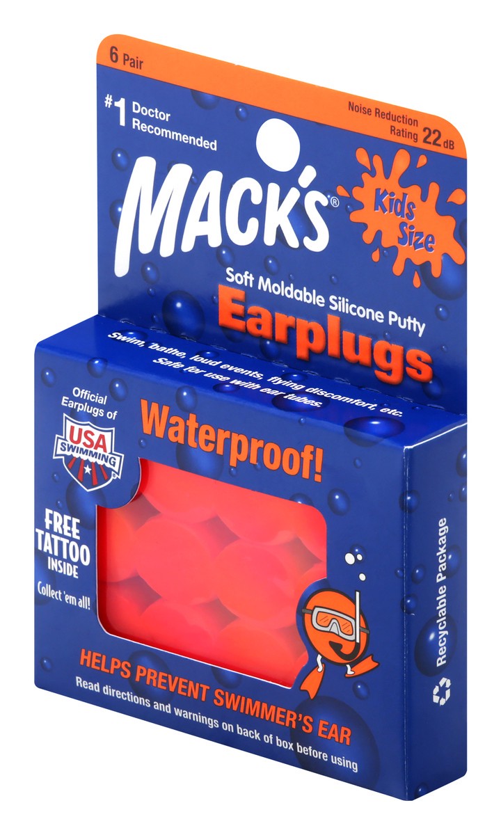 slide 3 of 9, Mack's Kidz Size Pillow Soft Earplugs, 6 pair