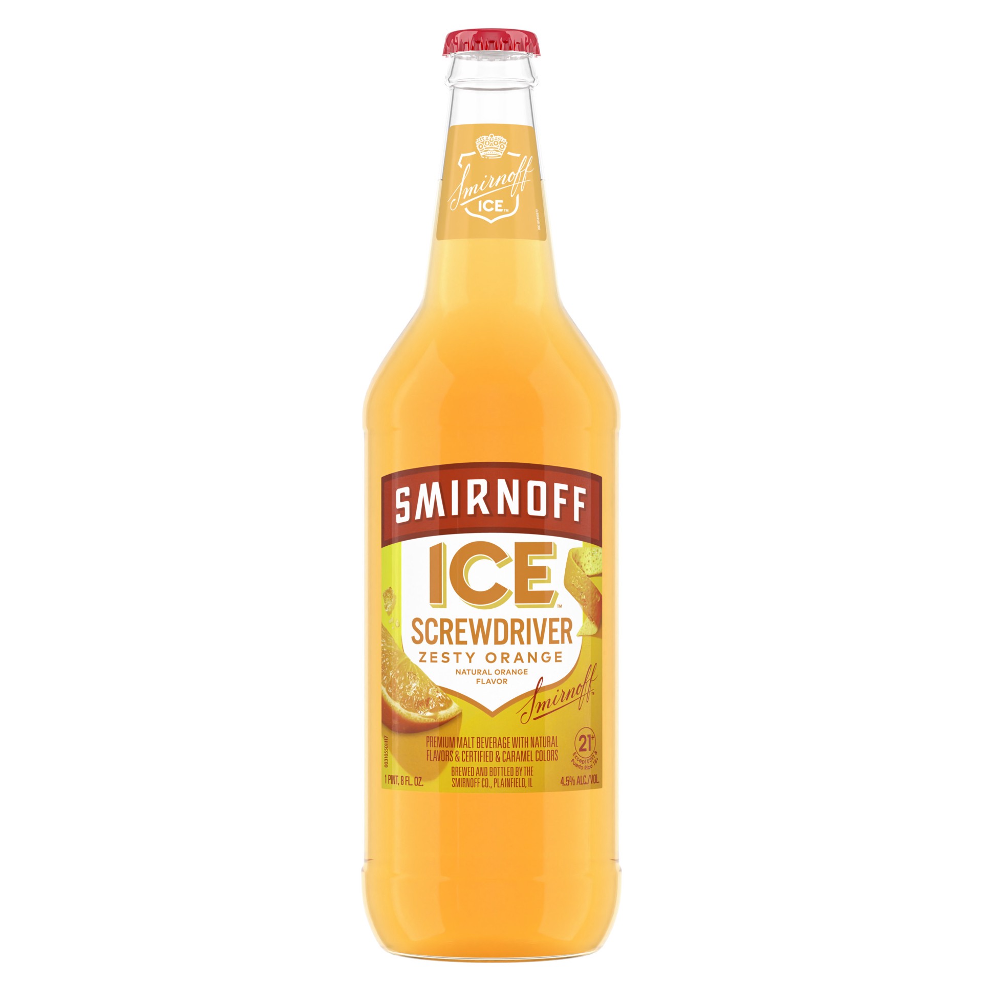 slide 1 of 10, Smirnoff Ice Screwdriver, 24 fl oz, Single Serve Glass Bottle, 4.5% ABV, 24 oz