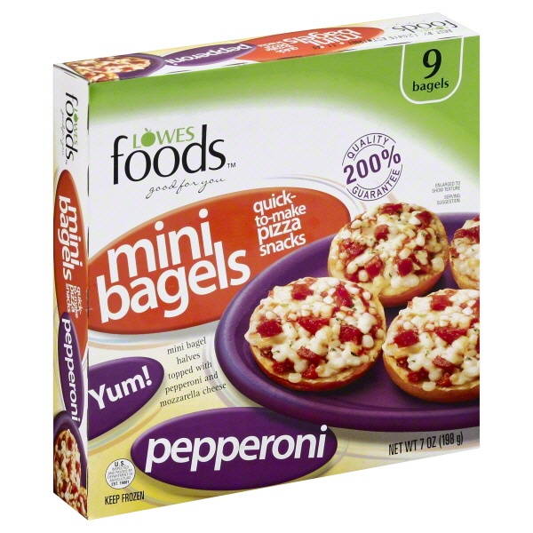 slide 1 of 1, Lowes Foods Pizza Mini Bagels Pepperoni, 7 oz