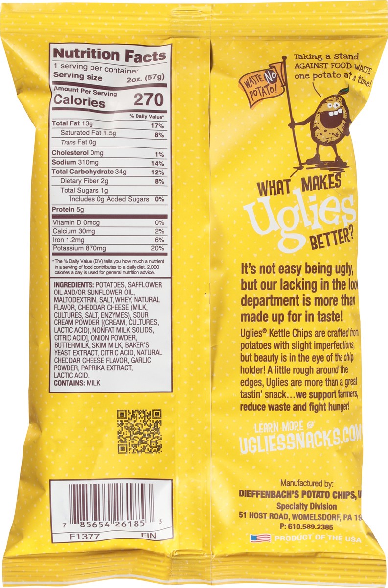 slide 2 of 14, Uglies Cheddar & Sour Cream Flavored Kettle Chips 2 oz, 2 oz
