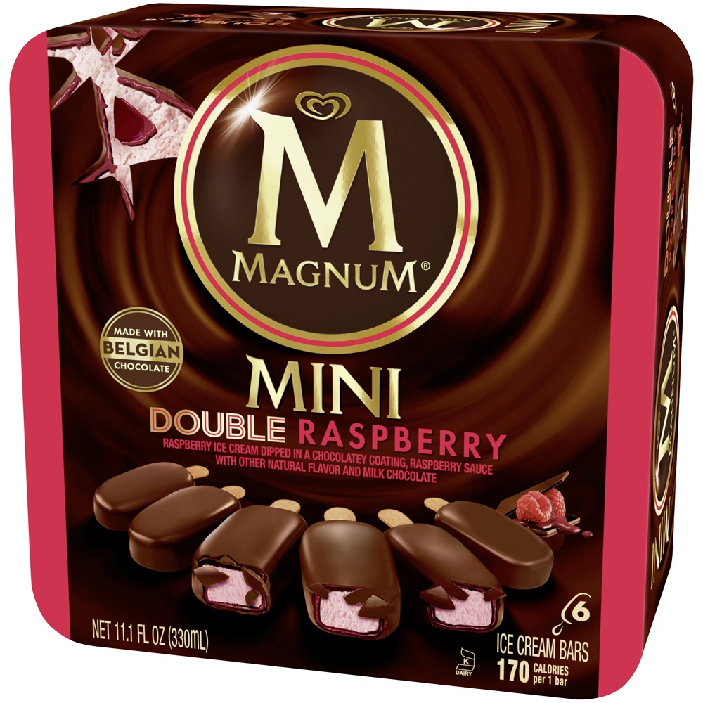 slide 3 of 5, Magnum Double Raspberry Mini Ice Cream Bars, 6 ct; 11.1 fl oz